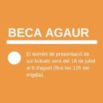 OBERTA LA CONVOCATÒRIA DE LA BECA AGAUR PER A FINANÇAR L’ESTADA A L’UCE 2020