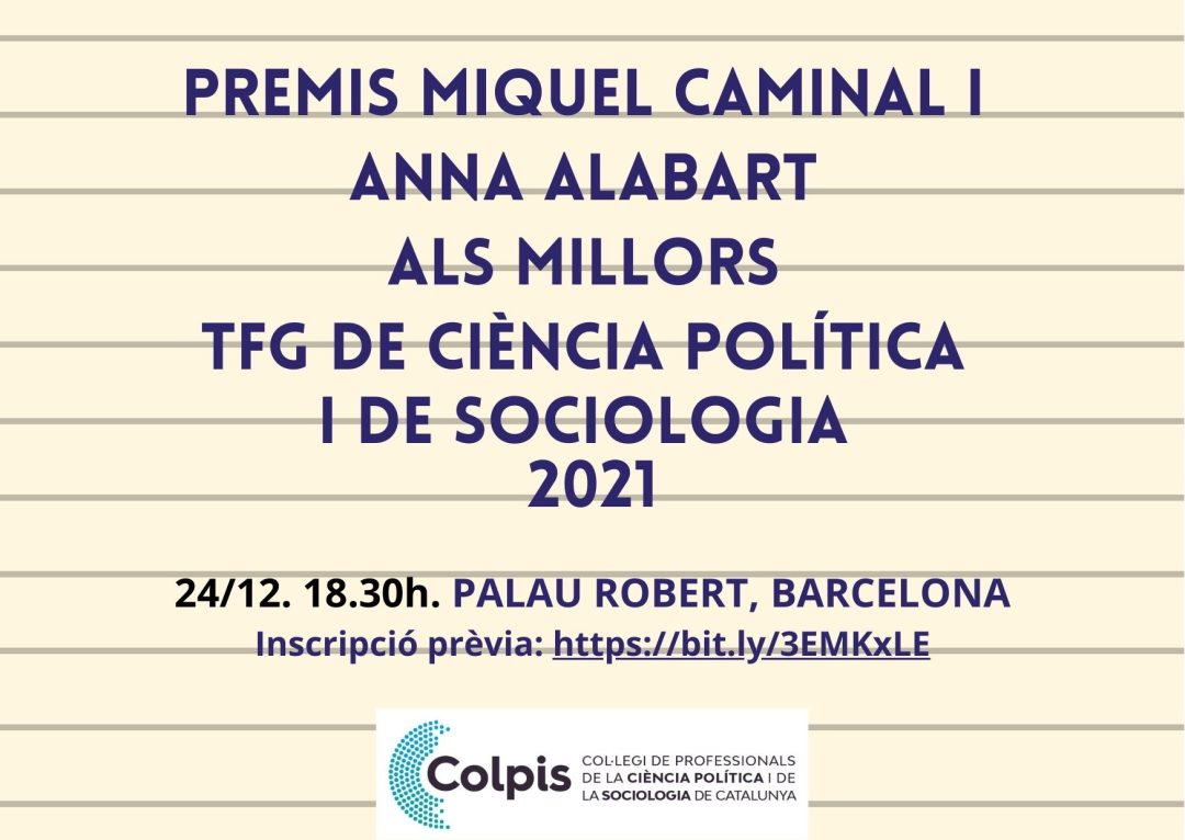 ENTREGA DELS PREMIS ALS MILLORS TFG DE CIÈNCIA POLÍTICA I DE SOCIOLOGIA 2021